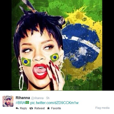 Rihanna - cantora torce para o Brasil nas redes sociais (Foto: Reprodução Twitter)