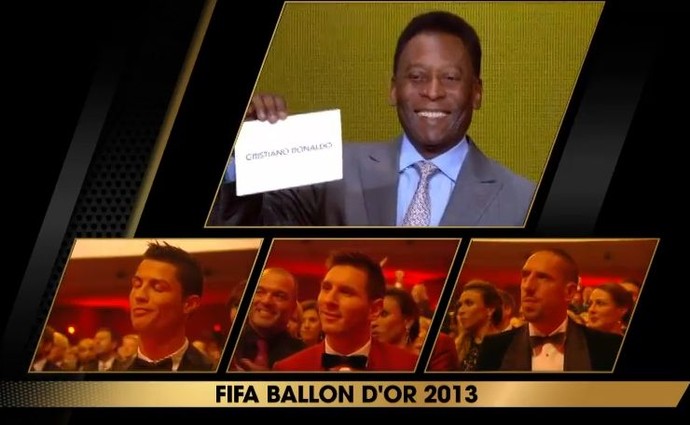 Pelé anuncia Cristiano Ronaldo como melhor do mundo de 2013 (Foto: Reprodução)