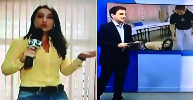 Repórter de afiliada da TV Globo caiu de cara no chão ao vivo