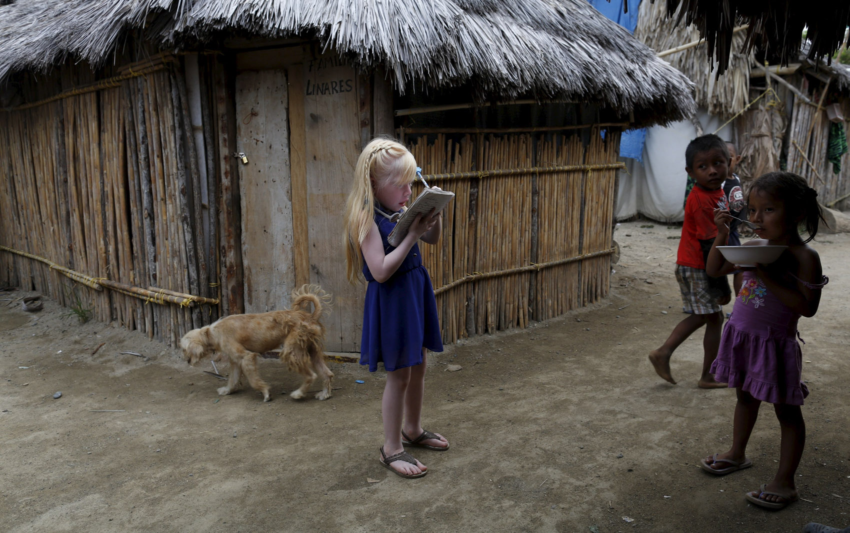 Um fotógrafo registrou a rotina de indígenas albinos da comunidade de Guna Yala, no Panamá. Venerados como 'Filhos da Lua', eles representam de 5% a 10% dos 80 mil índios Guna e têm hábitos restritos longe do sol, devido à sensibilidade da pele