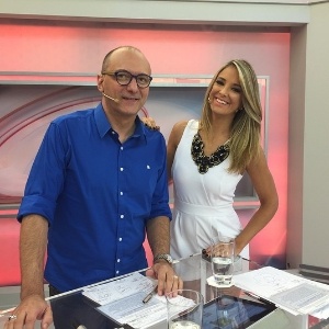 Os apresentadores do "Programa da Tarde" Britto Jr. e Ticiane Pinheiro