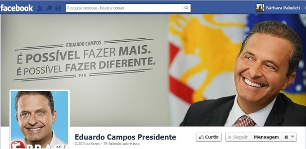 Página no Facebook promove candidatura de Eduardo Campos