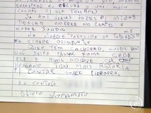 Paciente pede em carta para cuidarem do cão (Foto: Reprodução/TV TEM)