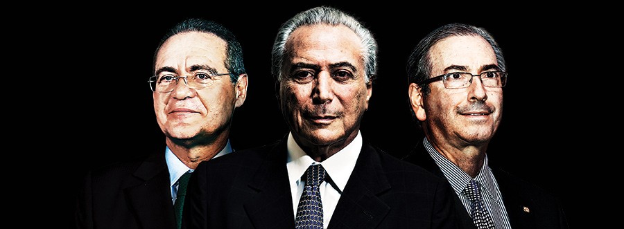 LINHA DE FRENTE Renan Calheiros, Michel Temer e Eduardo Cunha. Eles impedem que a crise suba de vez a rampa do Planalto (Foto: reprodução)