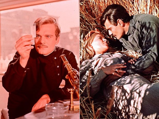 Omar Sharif no filme Doutor Jivago (1965), com Julie Christie; e sozinho (Foto: Divulgação/Warner)