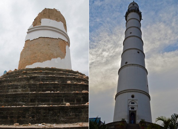 Torre foi destruída pela 2ª vez por terremoto (Foto: Niranjan Shrestha/AP / Sumona/CC)