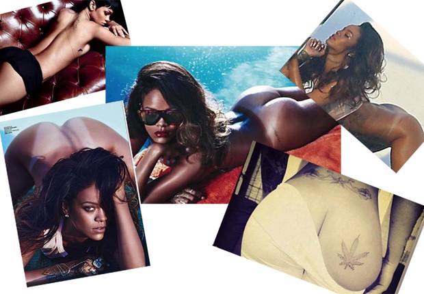 Rihanna - a musa das fotos com derrière à mostra (Foto: Reprodução e Divulgação)