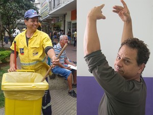 Costa como gari e como bailarino (Foto: Arte/G1)