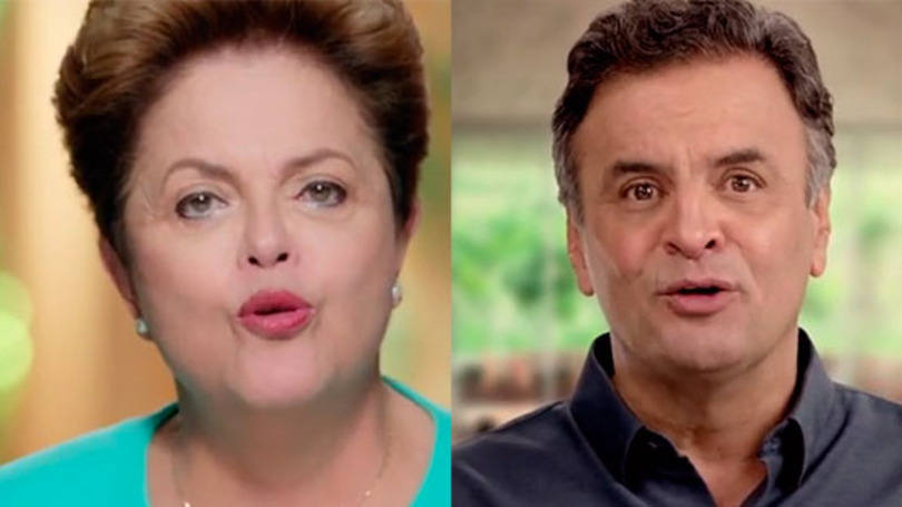 Dilma e Aécio em propaganda eleitoral