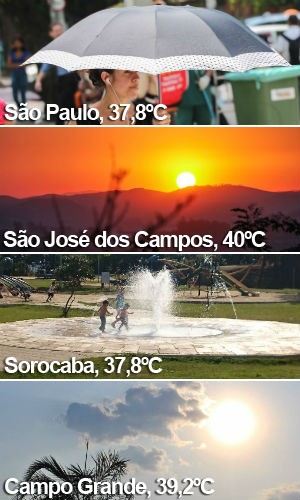 'Bolha de calor' faz cidades pelo país atingirem picos de temperatura (Renato S. Cerqueira/Futura Press/Estadão Conteúdo; Carlos Santos/ G1; Fernanda Szabadi/G1; Maria Caroline Palieraqui/G1 MS)