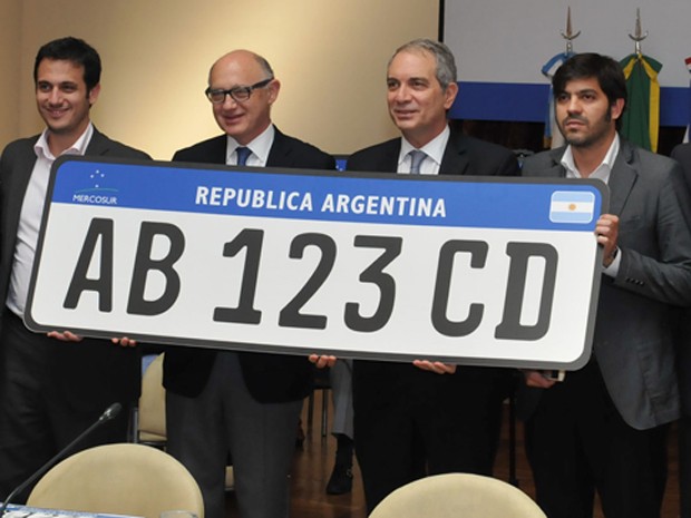 Modelo de placa do Mercosul (Foto: Divulgação/Ministério das Relações Exteriores Argentina)