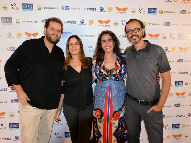 Filhos de Carvana na sessão em homenagem ao pai no Festival do Rio, dia 27 (a partir da esquerda): Júlio, Cacala, Rita e Pedro (Foto: Divulgação / Festival do Rio)