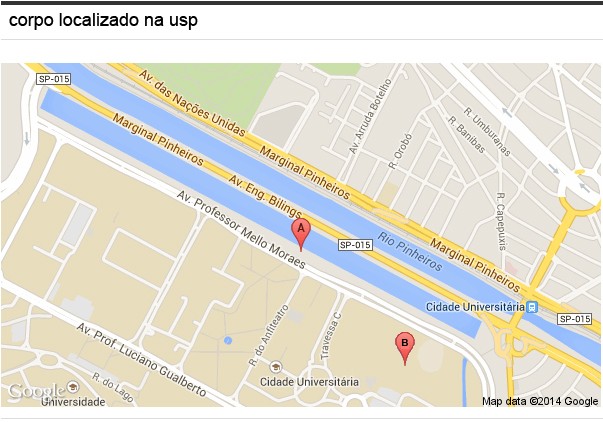 No ponto A, raia olímpica, local onde foi achado o corpo do estudante. No ponto B, velódromo, onde ocorreu a festa (Foto: Arte/G1)