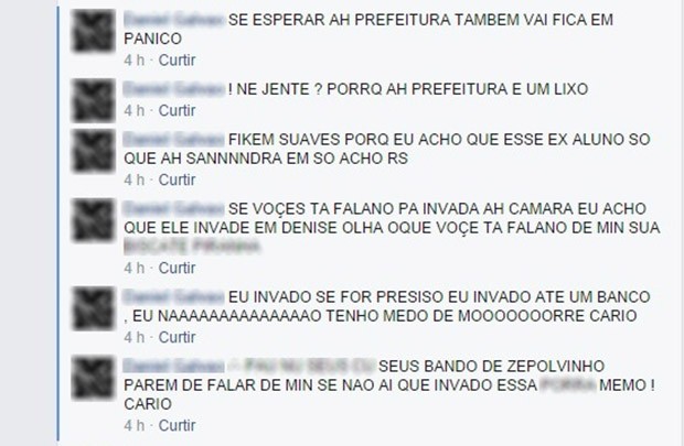 Ex-aluno faz ameaças na internet após invadir escola armado em Taubaté (Foto: Reprodução/Facebook)