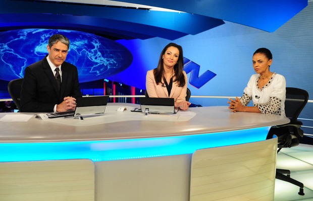 A candidata Marina Silva é entrevistada pelo Jornal Nacional (Foto: Divulgação)