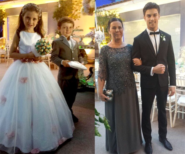 Casamento Carol e Raphael - os sobrinhos pajens e Raphael com a mãe (Foto: Acyr Mera Júnior)