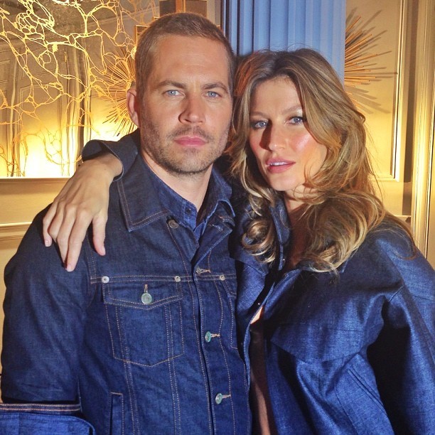 O ator Paul Walker acompanhado pela modelo Gisele Bündchen. Pelo twitter, ela lamentou a morte do ator (Foto: Divulgação)