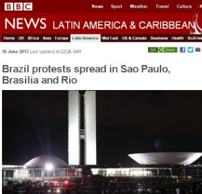 BBC destacou que protestos se espalharam por várias das principais cidades do Brasil - Reprodução/Internet