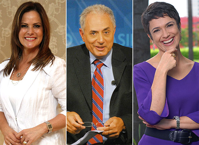 Renata Ceribelli, William Waack e Sandra Annenberg