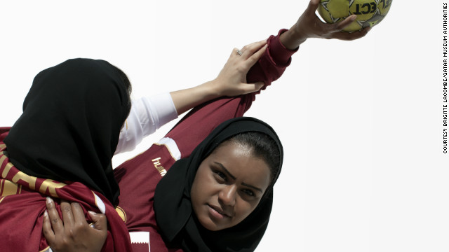 Membros da equipe de handebol do Qatar.