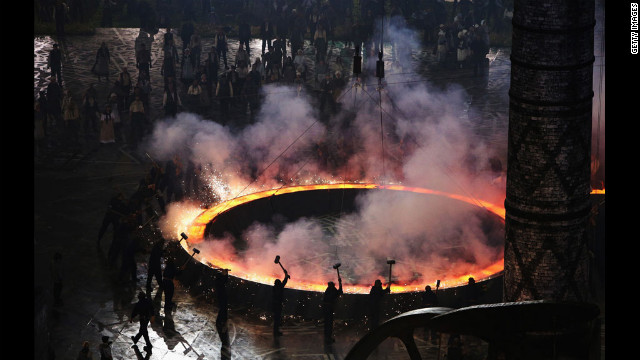 Uma visão geral da Cerimônia de Abertura dos Jogos Olímpicos de Londres 2012.