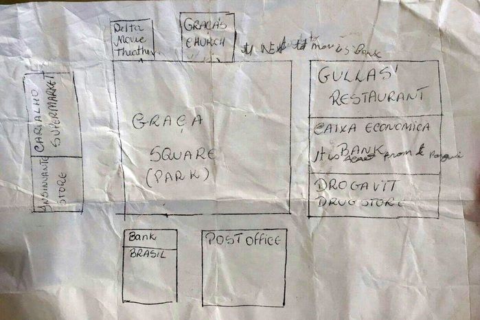 Mapa com os locais dos próximos assaltos. (Foto: Kairo Amaral)