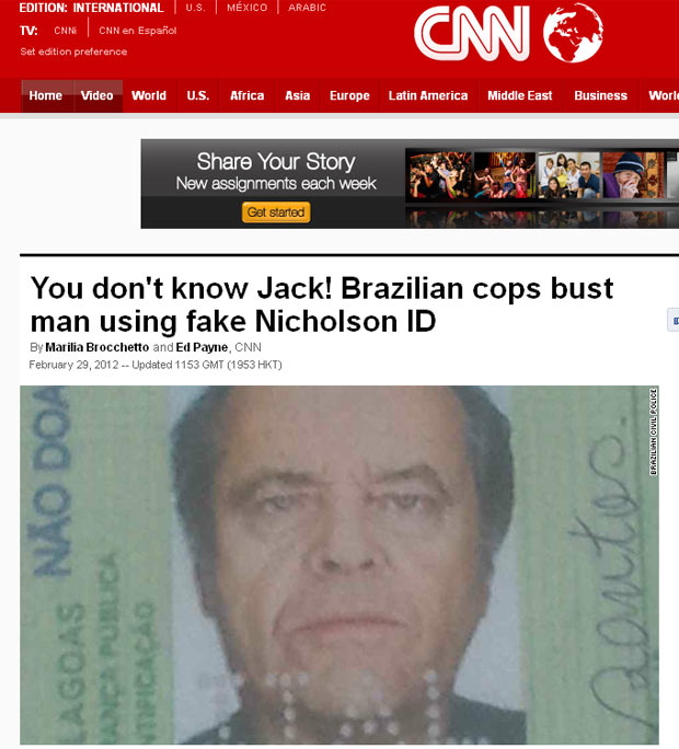 Jack Nicholson de Pernambuco na CNN (Foto: Reprodução)