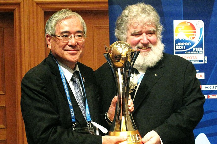 Chuck Blazer, do Comitê do Mundial, e  Junji Ogura,  presidente da federação japonesa (Foto: Thiago Dias / Globoesporte.com)