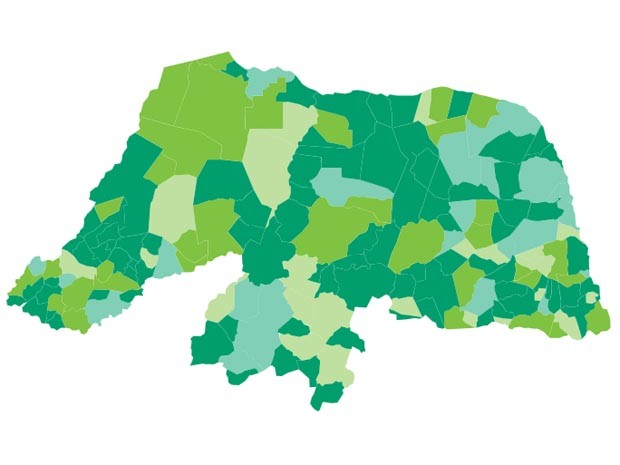 Mapa mostra municípios em que cada candidato venceu (Foto: Arte/G1)